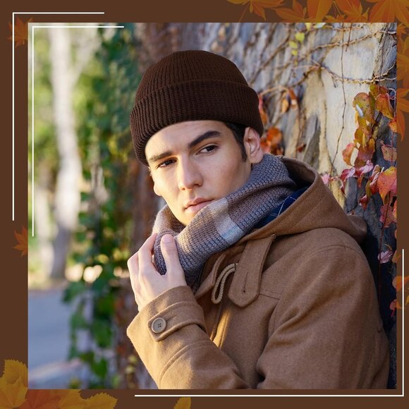 ⚡Unisex Dark Gray, Coffee, Navy, Black 4 Pieces Watch Hat Fisherman Beanie - Picture 5 of 6